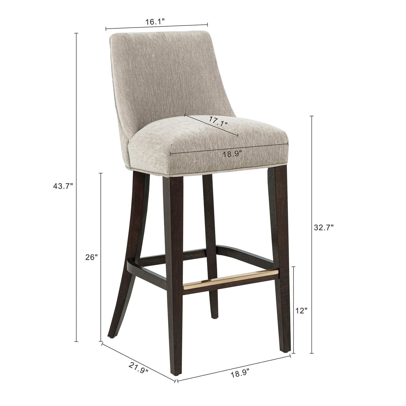 Beever Barstool in Taupe (set of 2) - Ornate Home