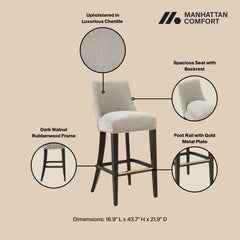 Beever Barstool in Taupe (set of 3) - Ornate Home