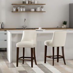 Beever Counter Stool in Cream (set of 2) - Ornate Home