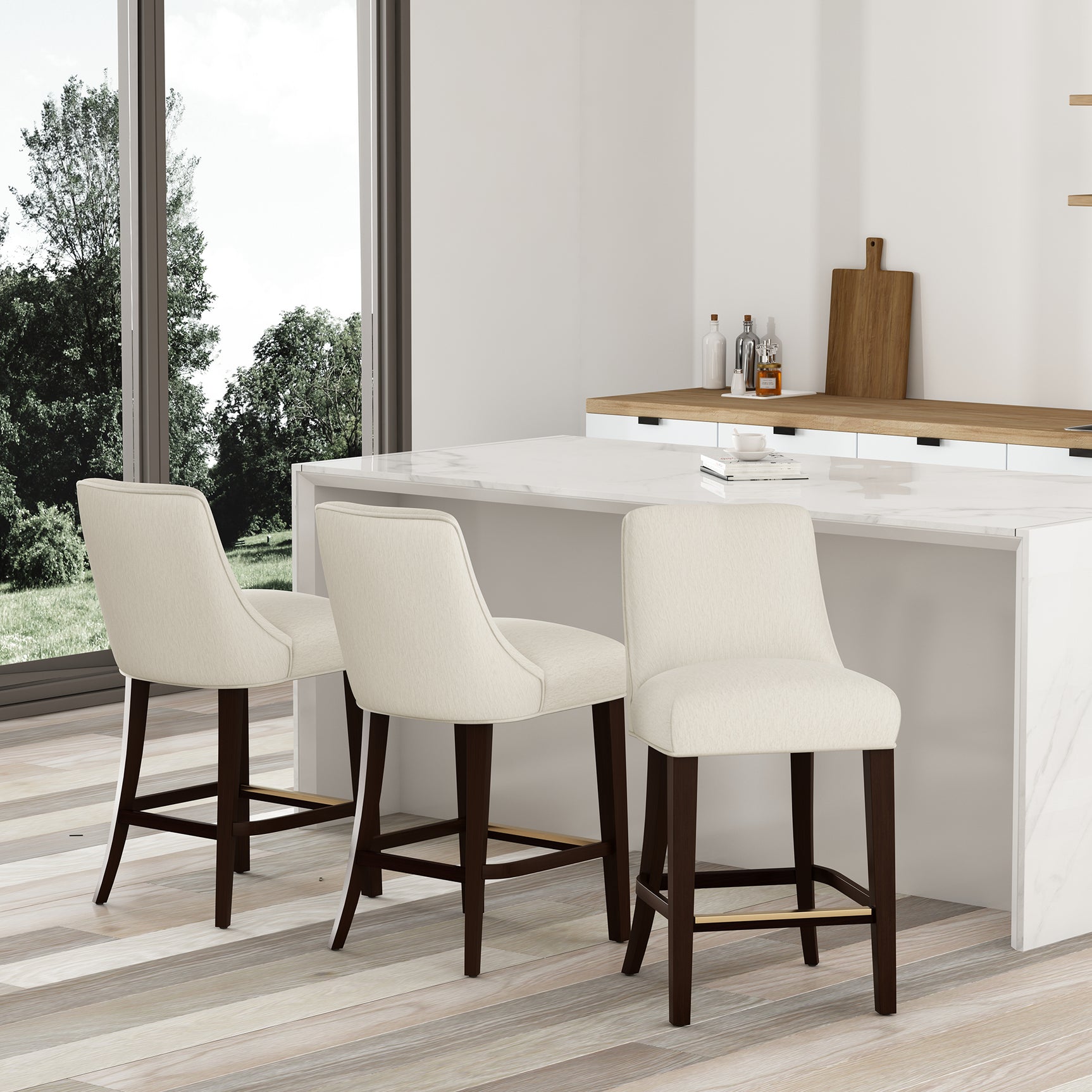 Beever Counter Stool in Cream (set of 3) - Ornate Home