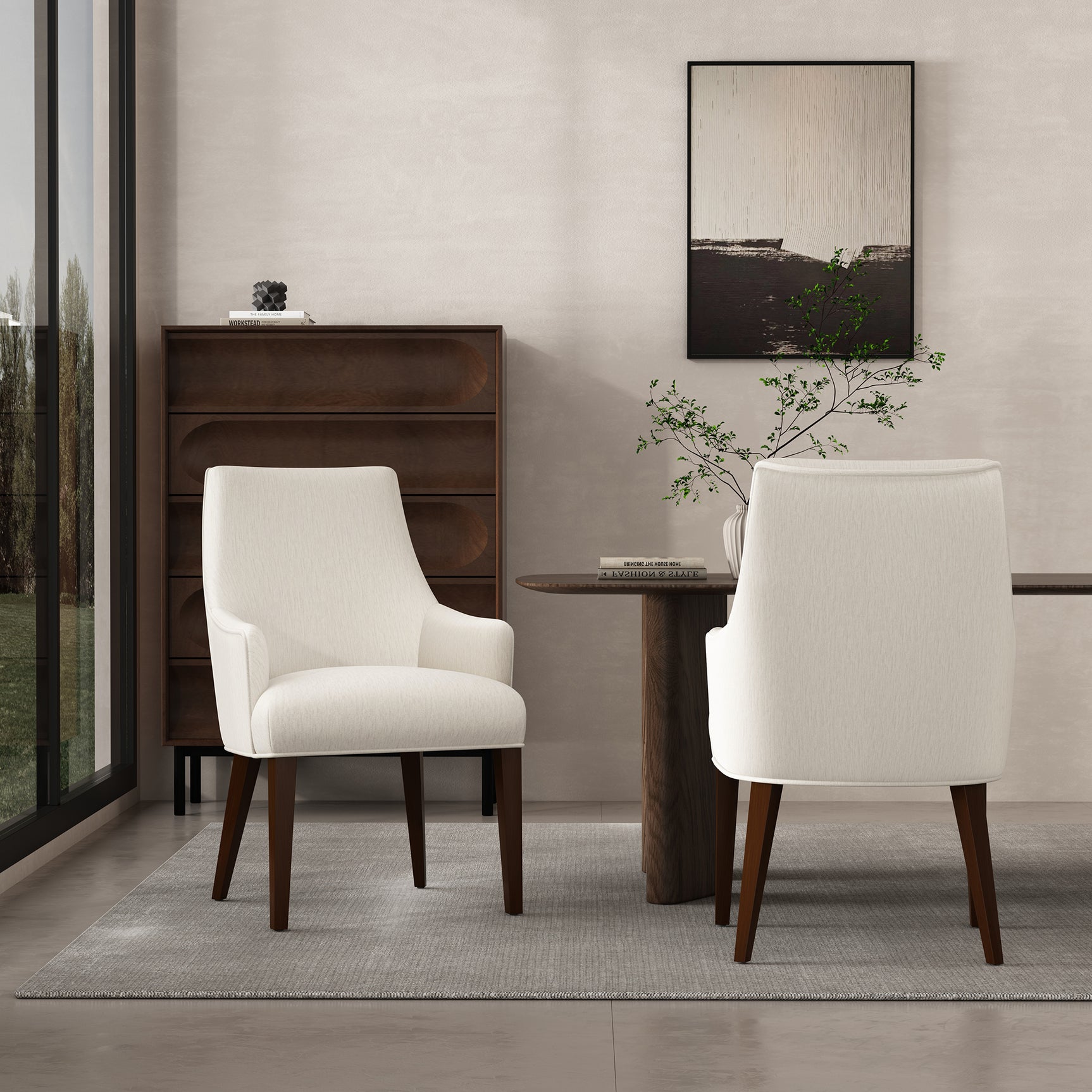 Beever Dining Armchair in Cream (set of 2) - Ornate Home