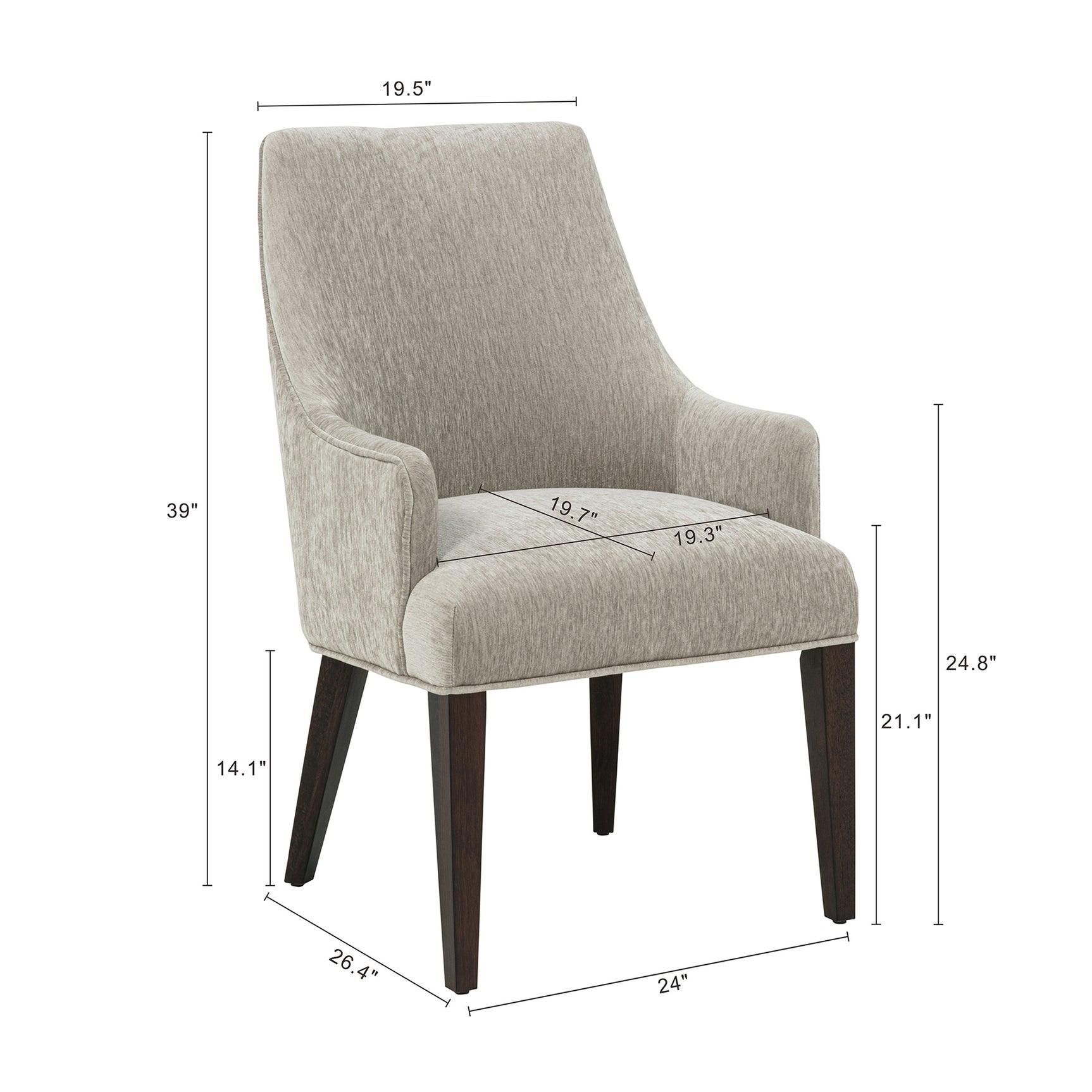 Beever Dining Armchair in Taupe - Ornate Home