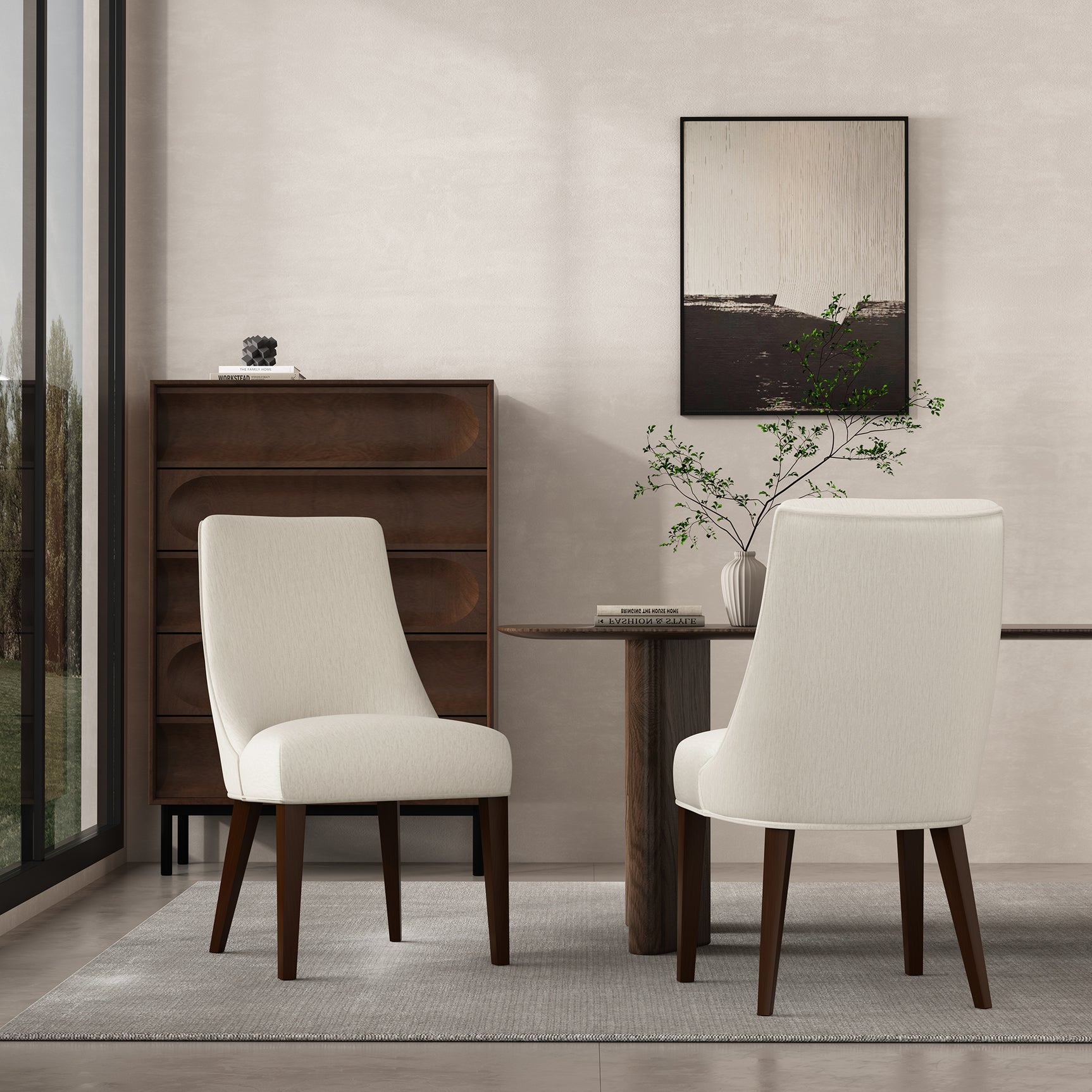 Beever Dining Chair in Cream (set of 2) - Ornate Home