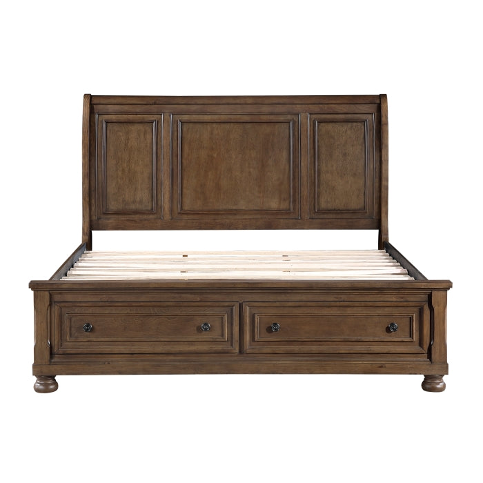 Begonia Brown California King Platform Bed With Footboard Storage - Ornate Home