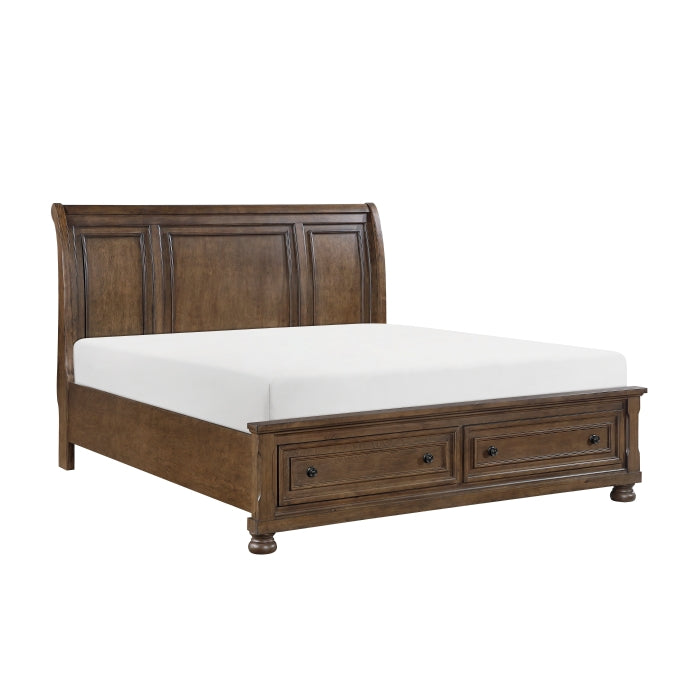 Begonia Brown California King Platform Bed With Footboard Storage - Ornate Home