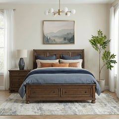Begonia Brown California King Platform Bed With Footboard Storage - Ornate Home
