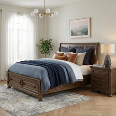 Begonia Brown Eastern King Platform Bed With Footboard Storage - Ornate Home