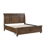 Begonia Brown Queen Platform Bed With Footboard Storage - Ornate Home