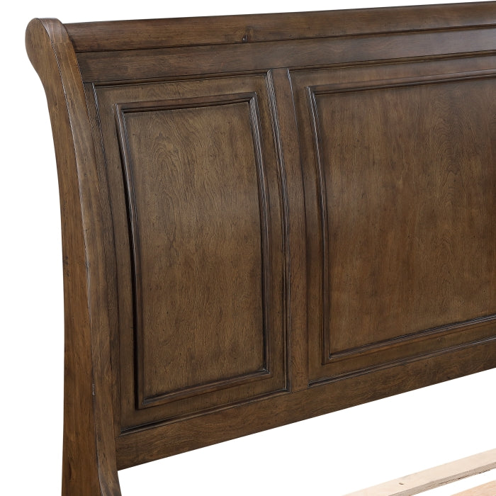 Begonia Brown Queen Platform Bed With Footboard Storage - Ornate Home