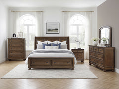 Begonia Brown Queen Platform Bed With Footboard Storage - Ornate Home
