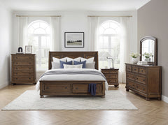 Begonia Brown Queen Platform Bed With Footboard Storage - Ornate Home