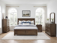 Begonia Brown Queen Platform Bed With Footboard Storage - Ornate Home