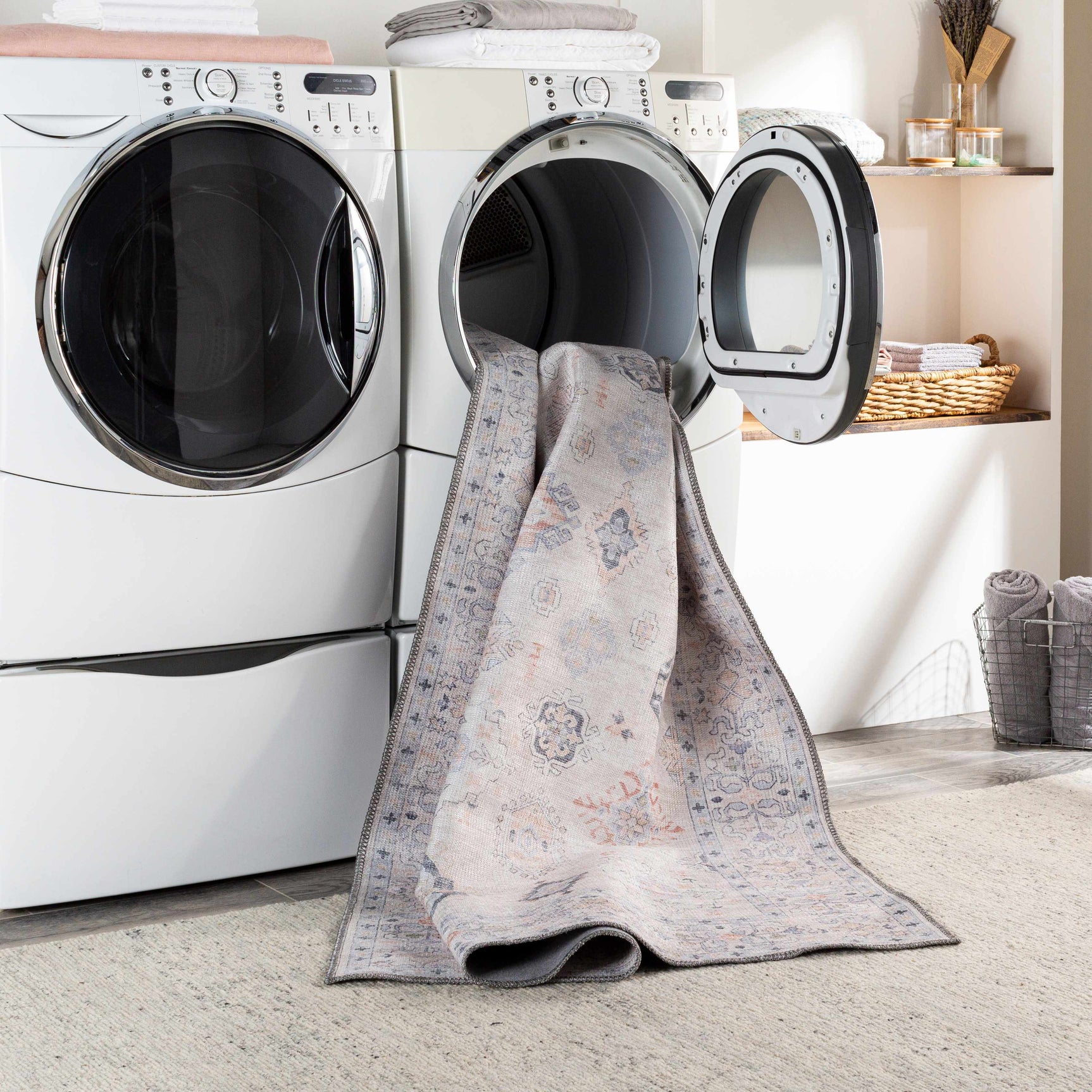 Beige Beckett Vintage Washable Area Rug - Clearance - Ornate Home