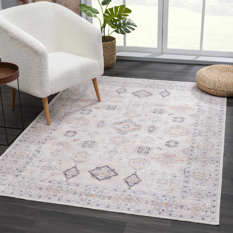 Beige Beckett Vintage Washable Area Rug - Clearance - Ornate Home