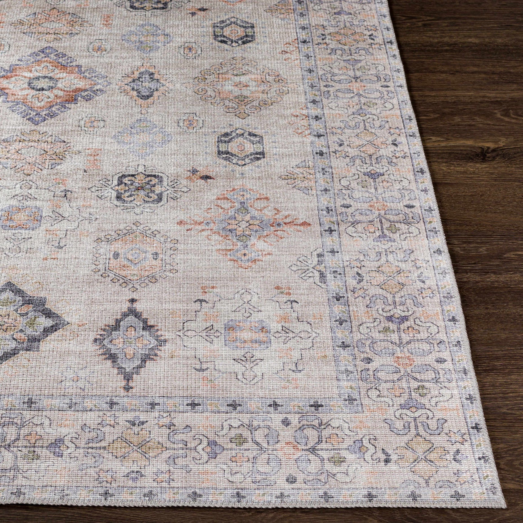 Beige Beckett Vintage Washable Area Rug - Clearance - Ornate Home