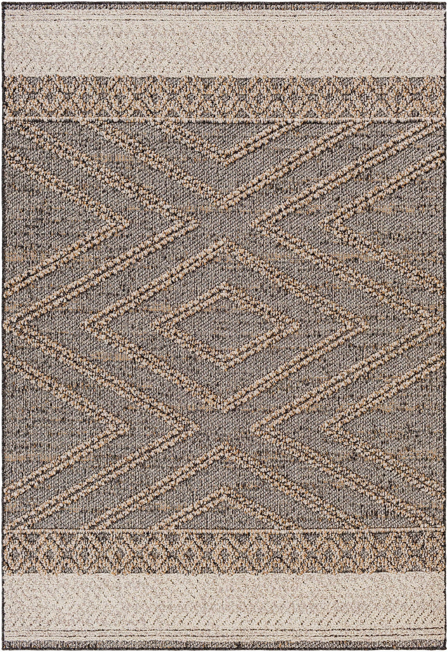 Beige Charcoal Areli Outdoor Area Rug - Ornate Home