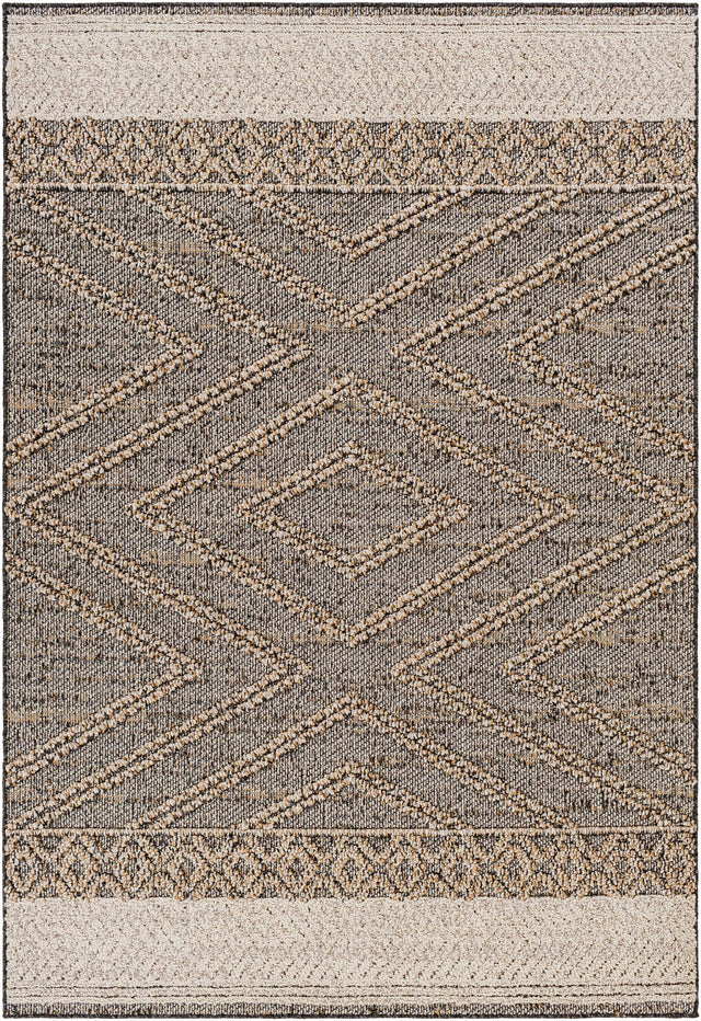 Beige Charcoal Areli Outdoor Area Rug - Ornate Home