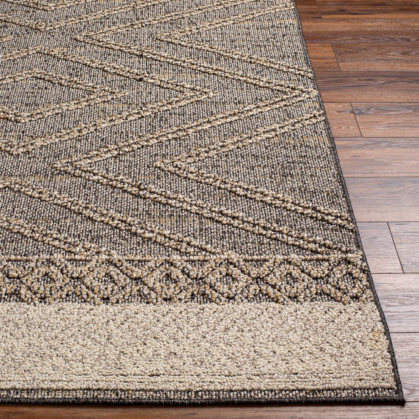 Beige Charcoal Areli Outdoor Area Rug - Ornate Home