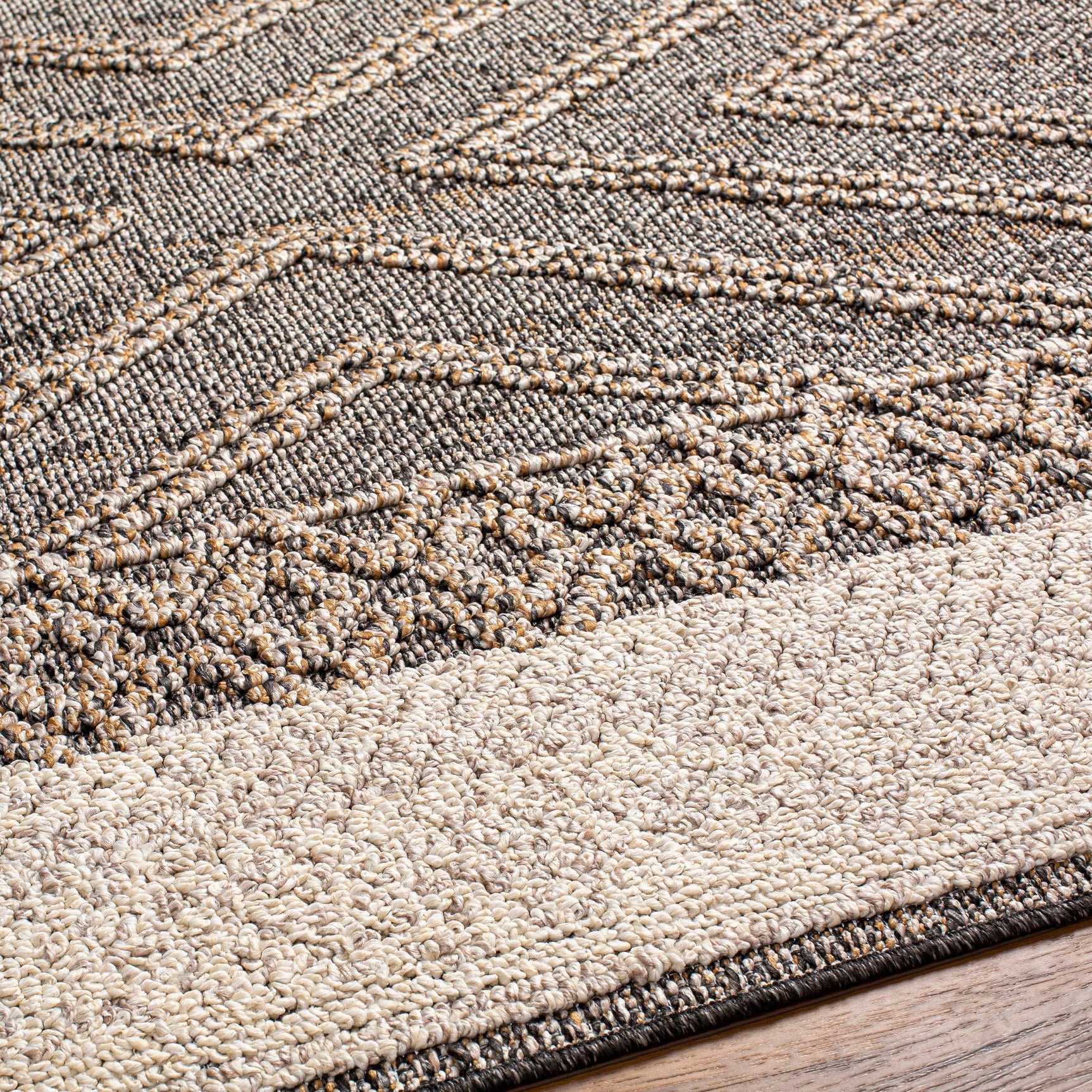 Beige Charcoal Areli Outdoor Area Rug - Ornate Home