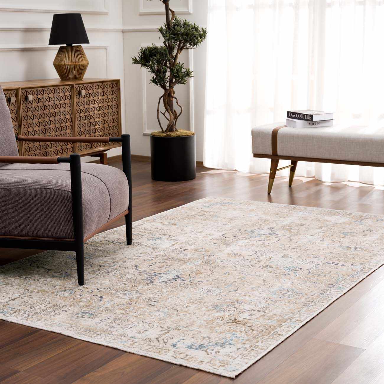 Beige Holi-4600 Washable Area Rug - Clearance - Ornate Home
