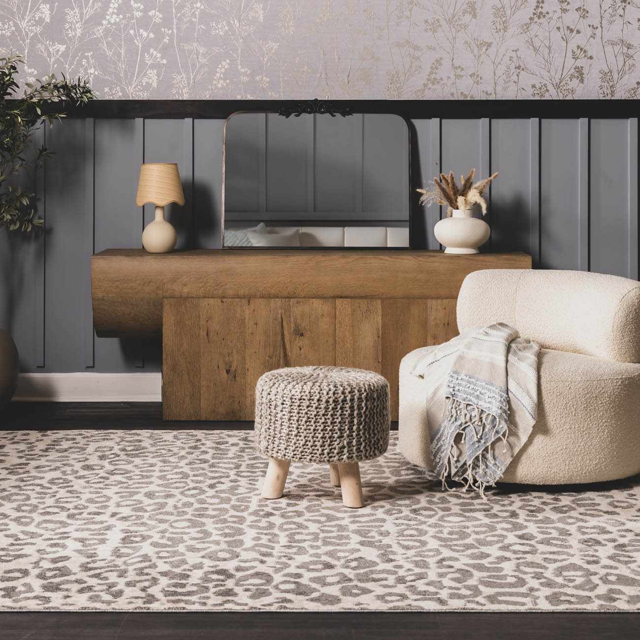 Beige Liversedge Leopard Print Area Rug - Ornate Home