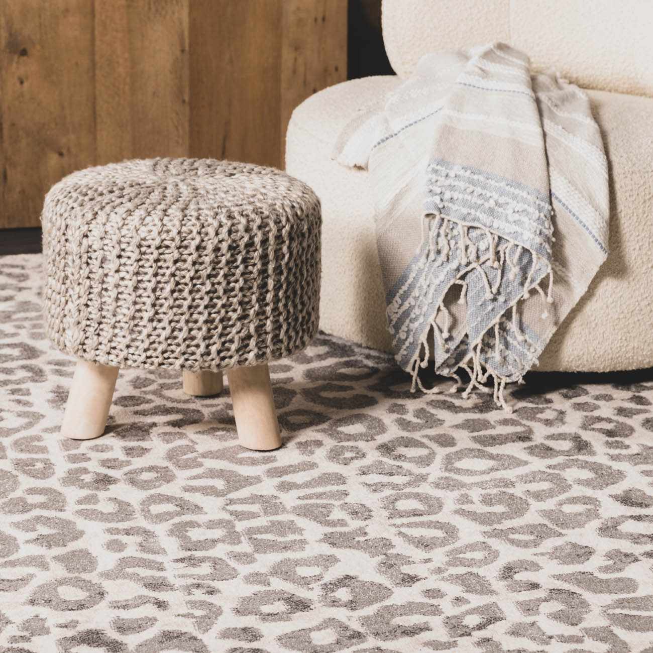 Beige Liversedge Leopard Print Area Rug - Ornate Home