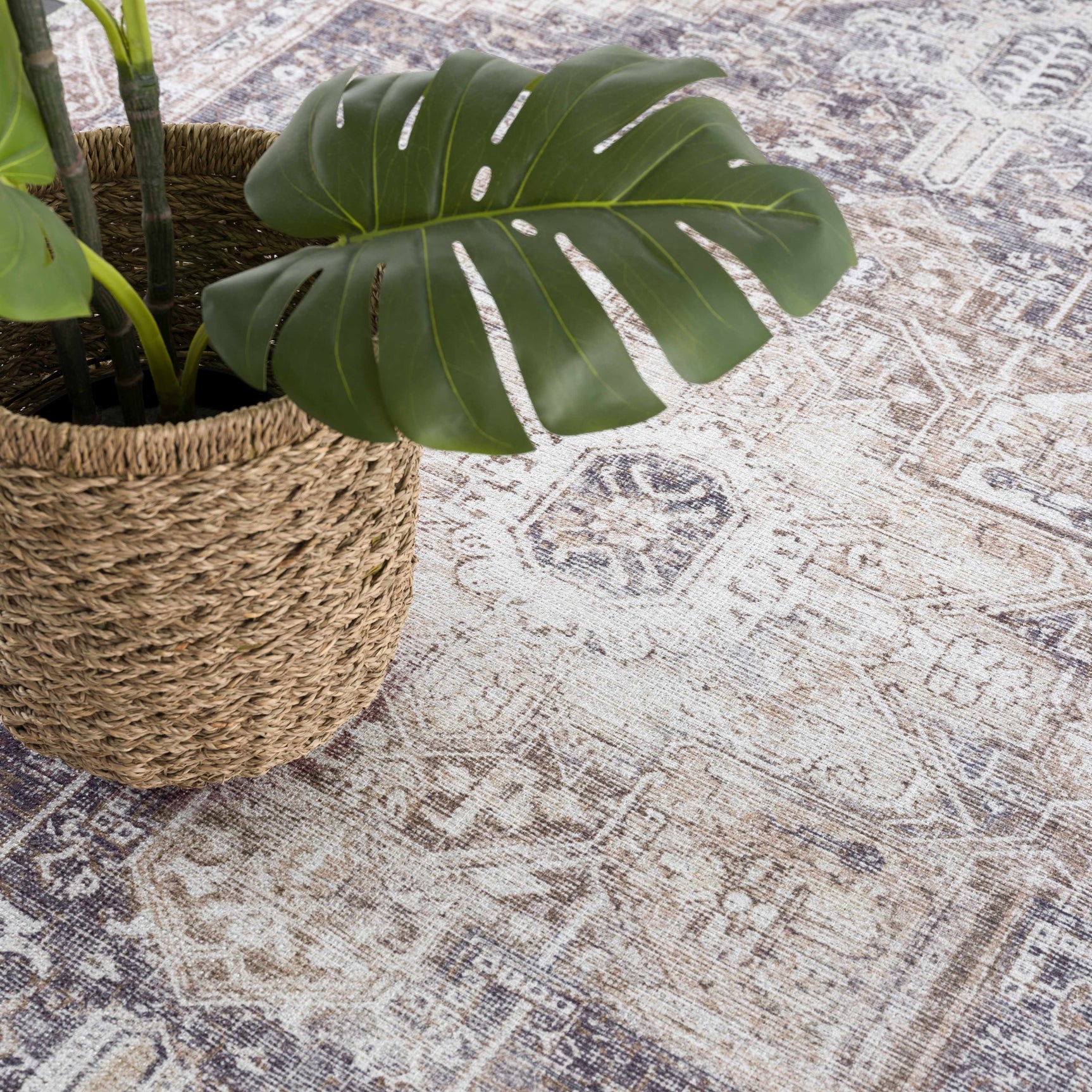 Beige Rosman Washable Area Rug - Clearance - Ornate Home
