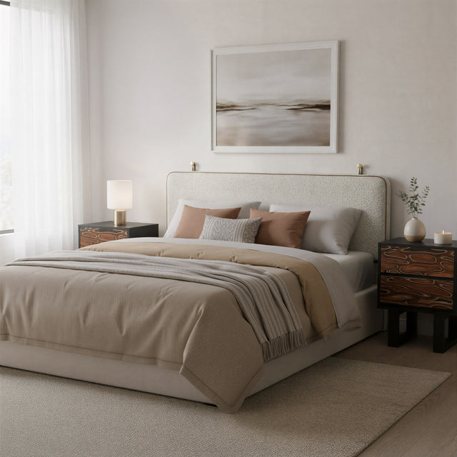 Bela Ivory Floating Queen Headboard - Ornate Home