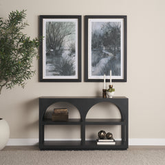 Bela Matte Black 54" Wood Arched Console Table