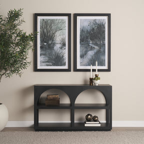 Bela Matte Black 54" Wood Arched Console Table - Ornate Home