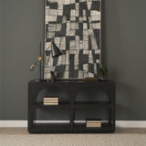 Bela Matte Black 54" Wood Arched Console Table - Ornate Home
