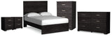 Belachime Charcoal Full Panel Bed, Dresser, Chest and 2 Nightstands - Ornate Home