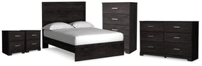 Belachime Charcoal Full Panel Bed, Dresser, Chest and 2 Nightstands - Ornate Home