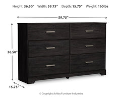 Belachime Charcoal Full Panel Bed, Dresser, Chest and 2 Nightstands - Ornate Home