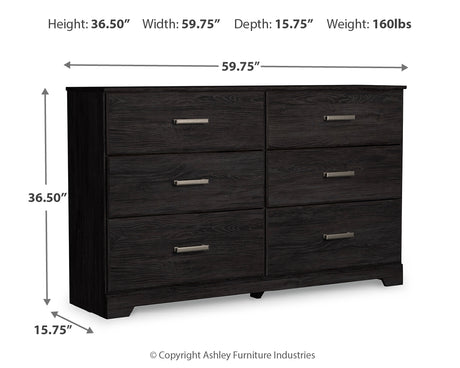 Belachime Charcoal Full Panel Bed, Dresser, Chest and 2 Nightstands - Ornate Home
