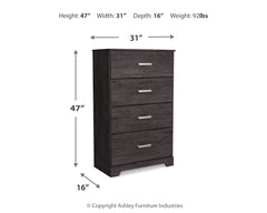 Belachime Charcoal Full Panel Bed, Dresser, Chest and 2 Nightstands - Ornate Home