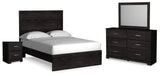 Belachime Charcoal Full Panel Bed, Dresser, Mirror and Nightstand (Online Special Price) - Ornate Home