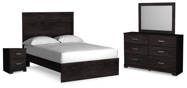 Belachime Charcoal Full Panel Bed, Dresser, Mirror and Nightstand (Online Special Price) - Ornate Home