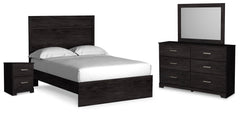 Belachime Charcoal Full Panel Bed, Dresser, Mirror and Nightstand - Ornate Home