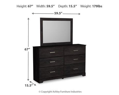 Belachime Charcoal Full Panel Bed, Dresser, Mirror and Nightstand - Ornate Home