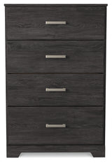 Belachime Charcoal King Panel Bed, Dresser, Mirror, Chest and Nightstand - Ornate Home