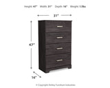 Belachime Charcoal King Panel Bed, Dresser, Mirror, Chest and Nightstand - Ornate Home