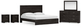 Belachime Charcoal King Panel Bed, Dresser Mirror and 2 Nightstands (Online Special Price) - Ornate Home