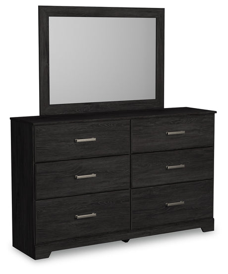 Belachime Charcoal King Panel Bed, Dresser Mirror and 2 Nightstands - Ornate Home