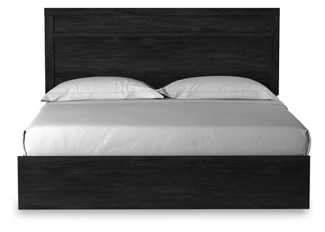 Belachime Charcoal King Panel Bed, Dresser Mirror and 2 Nightstands - Ornate Home