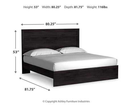 Belachime Charcoal King Panel Bed, Dresser Mirror and 2 Nightstands - Ornate Home