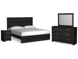 Belachime Charcoal King Panel Bed, Dresser, Mirror, and Nightstand (Online Special Price) - Ornate Home