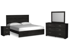 Belachime Charcoal King Panel Bed, Dresser, Mirror, and Nightstand (Online Special Price) - Ornate Home
