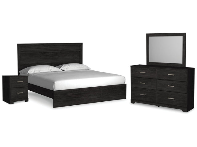 Belachime Charcoal King Panel Bed, Dresser, Mirror, and Nightstand (Online Special Price) - Ornate Home