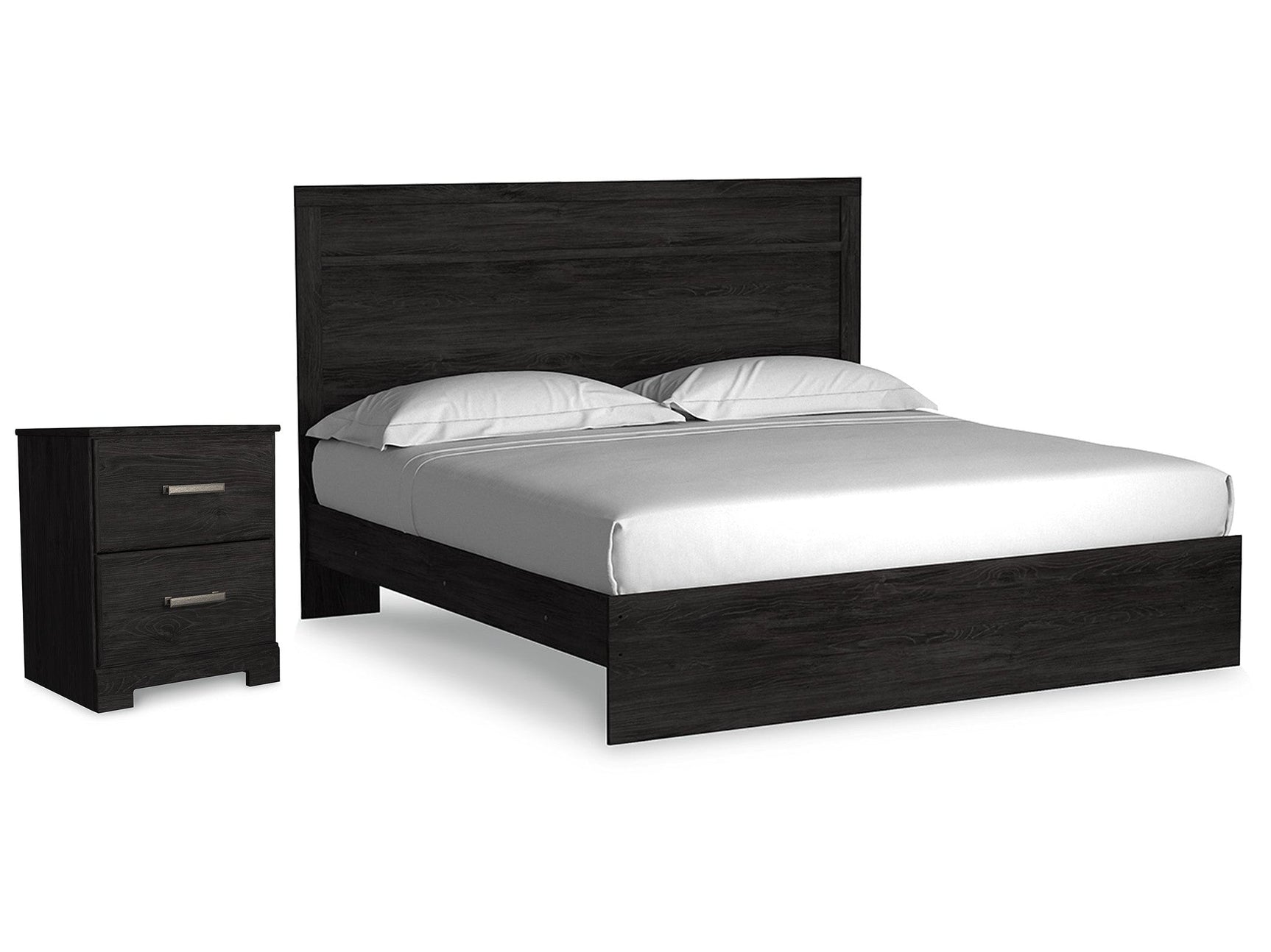 Belachime Charcoal King Panel Bed & Nightstand (Online Special Price) - Ornate Home